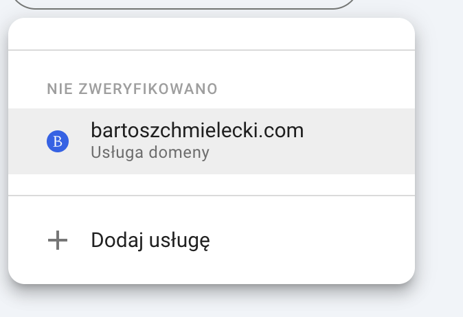 Dodawanie nowej usługi z rozwijanego menu