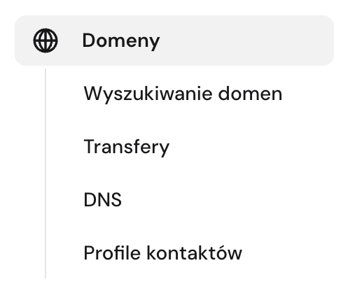 Zakładka domeny w panelu Hostinger