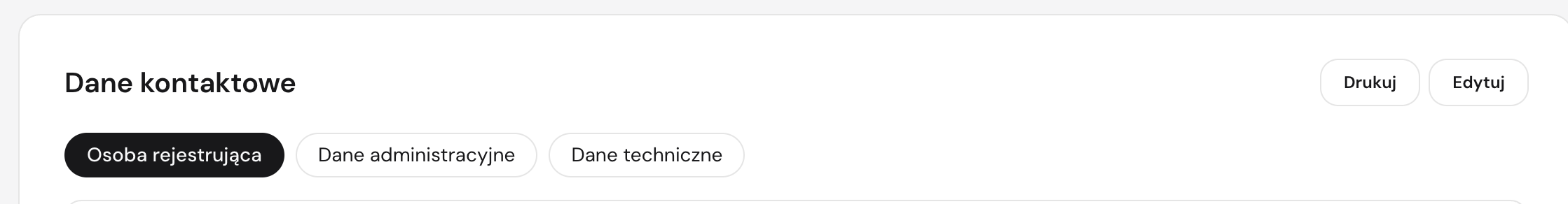 Wybór danych technicznych i przycisk edytuj